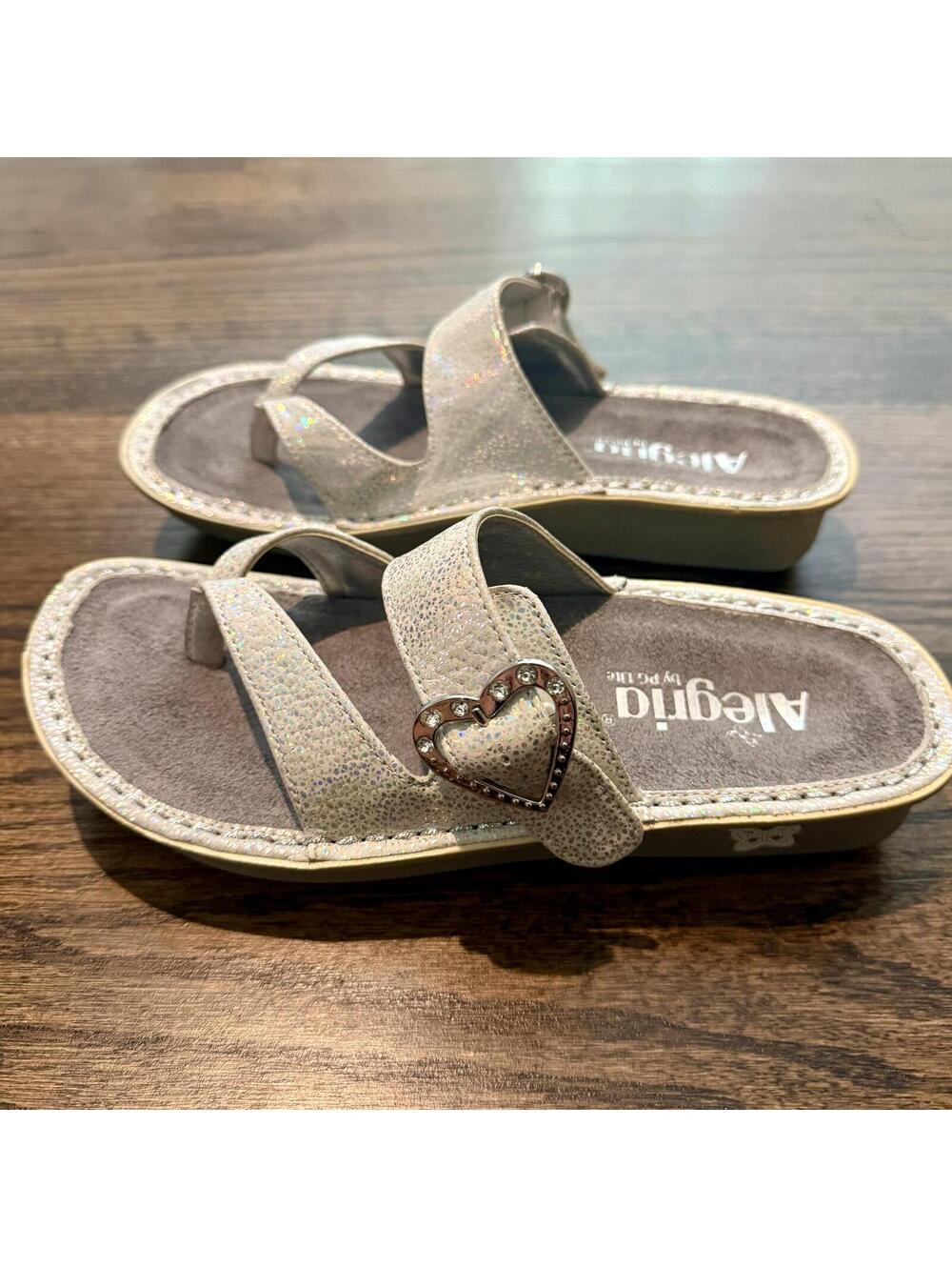 Alegria Mariposa Soft Pewter Suede 2 Strap Wedge Sandals Size 36 US 6/6.5